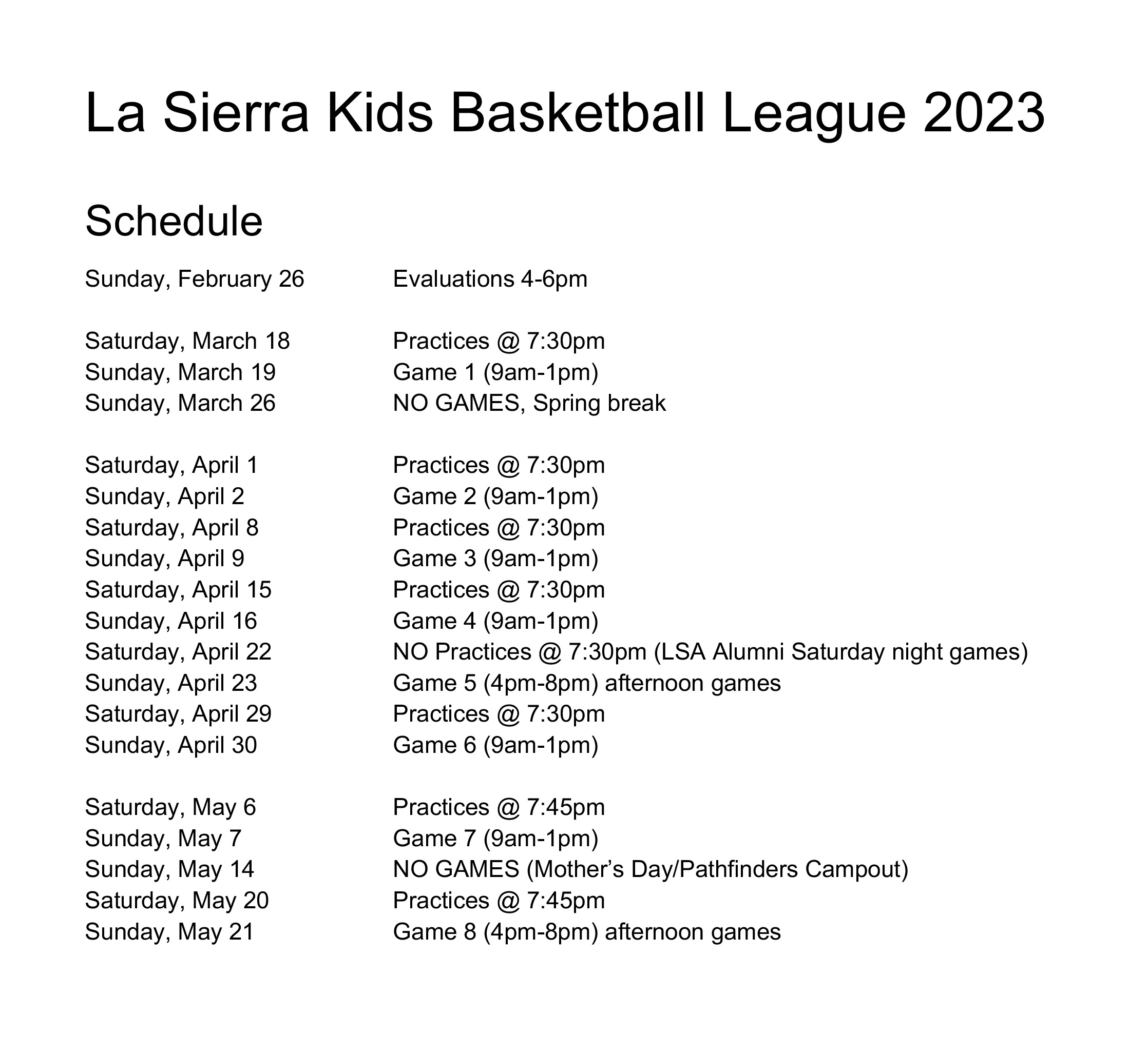 Basketball Schedule 2023 La Sierra University Church